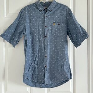 FARAH Vintage blue button up shirt slim fit - size M